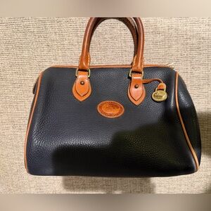 Vintage Dooney & Bourke Navy Pebbled Leather Satchel USA Made Classic Leather